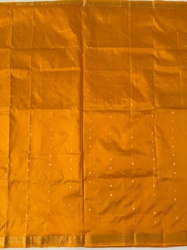 Lightweight Banarasi Katan Silk Saree | Tumeric Yellow | Gold Zari | Handwoven | Silk Mark Certified | Ships from California